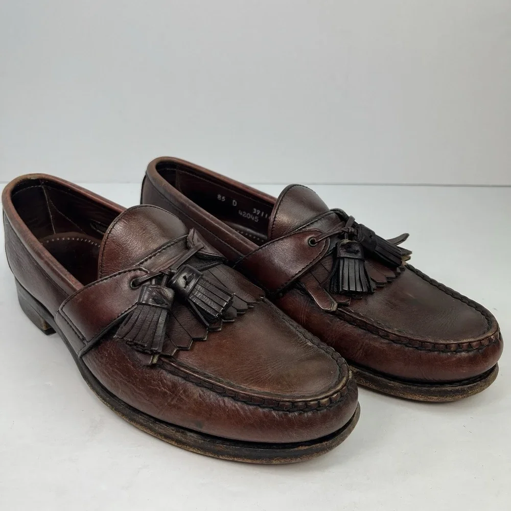 Allen Edmonds Enfield Brown Leather Kiltie Tassel Loafers Slip On Size 8.5D
